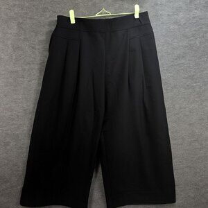 Dokotoo Womens Size Large Black Wide-Leg Cropped Pants Pockets Side Zipper
